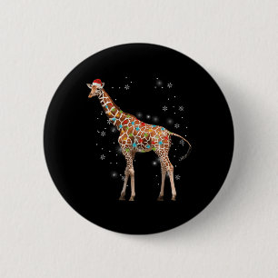 Giraffe Tree Light Christmas Pajama Xmas Animal Lo Button