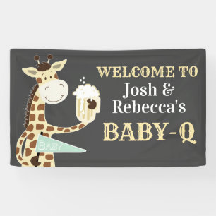 Giraffe trinken Beer Baby-Q Co-Babydusche Banner
