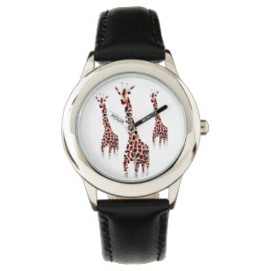 Giraffe Trio Wild Animal Art Armbanduhr