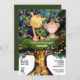 Giraffe, tropische Dschungelbäume Einladung