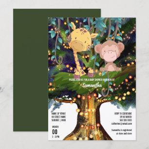 Giraffe, tropische Dschungelbäume  Einladung