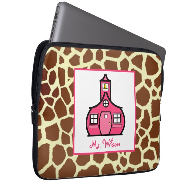 Giraffe u. rosa Elektronik-Tasche für Lehrer Laptopschutzhülle (Vorne Rechts)