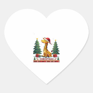 Giraffe Ugly Christmas Sweaters Funny Santa Hat Li Herz-Aufkleber