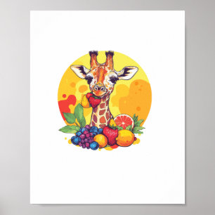 Giraffe, umgeben von Früchten Poster
