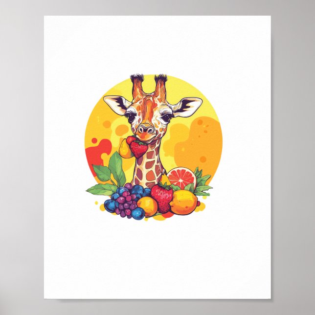 Giraffe umgeben von Früchten   Poster (Vorne)