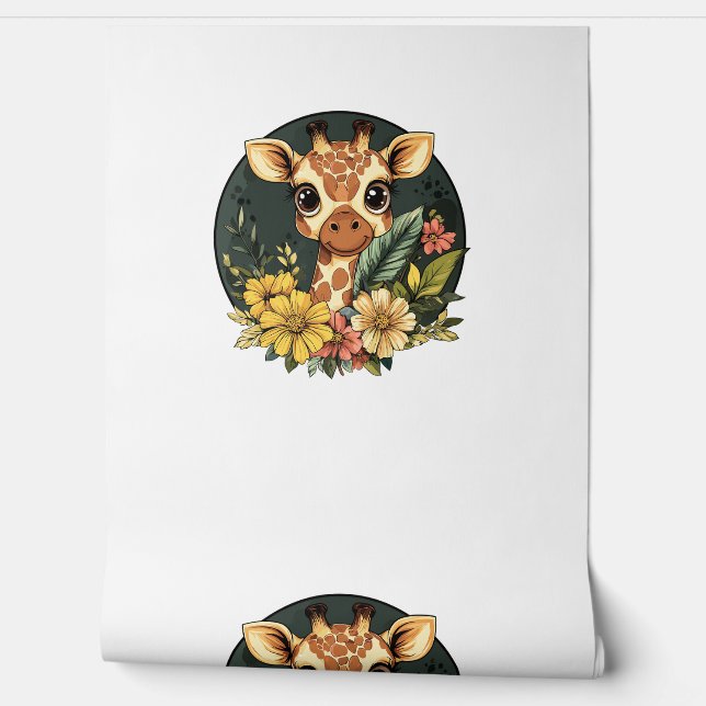 Giraffe umgeben von lebendigen Blume Tapete (Abrollen)