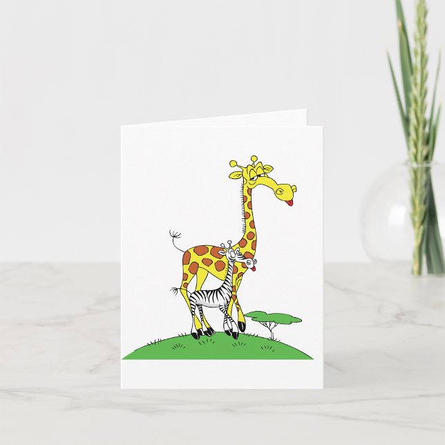 Giraffe und a Zebra-Mitteilungskarten Karte (Von Creator hochgeladen)