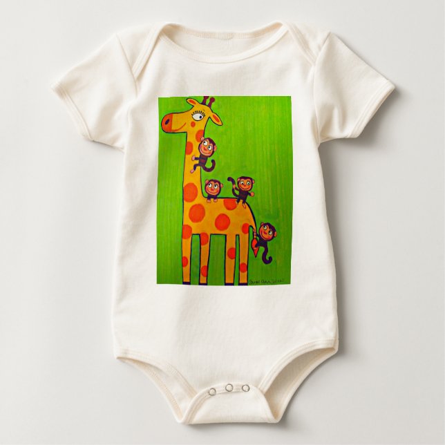 Giraffe und Affen Baby T-shirt (Vorderseite)