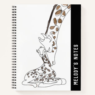 Giraffe und Baby Line Art Art Tiere Notizbuch