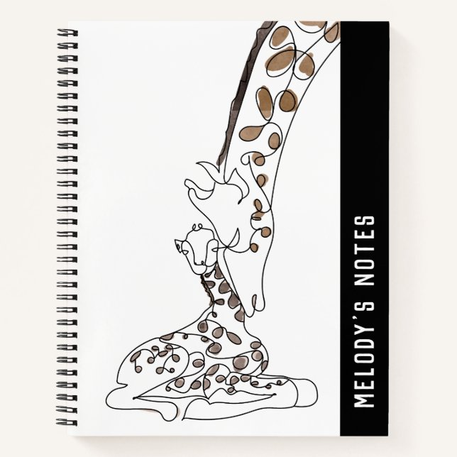 Giraffe und Baby Line Art Art Tiere Notizbuch (Vorderseite)