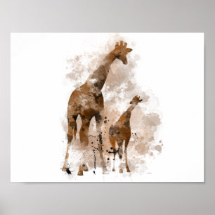 GIRAFFE UND BABY - Poster