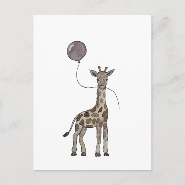 Giraffe und Ballons Postkarte (Vorderseite)