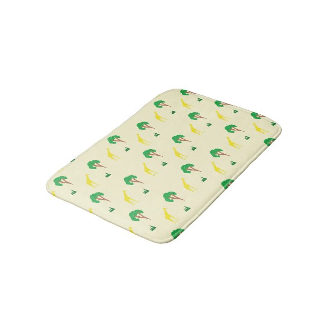 Giraffe und Baummuster Badematte (Schrägansicht)