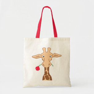Giraffe und eine Rosen-Tasche Tragetasche
