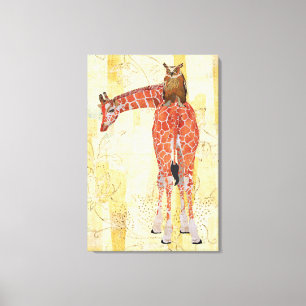 Giraffe und Eule-Leinwand Leinwanddruck