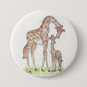 Giraffe und ihr Kalb Button