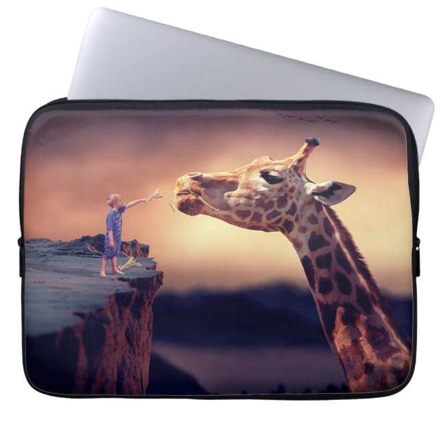 Giraffe und Junge Laptop-Sieb Laptopschutzhülle (Vorderseite)