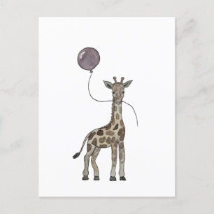 Giraffe und Luftballons Postkarte