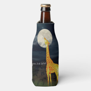 Giraffe und Mond   Custom Bottle Can Cooler Flaschenkühler