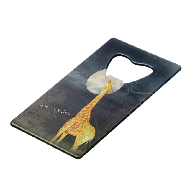 Giraffe und Mond | Custom Bottle Opener Kreditkartenflaschenöffner (Vorderseite Schrägansicht)