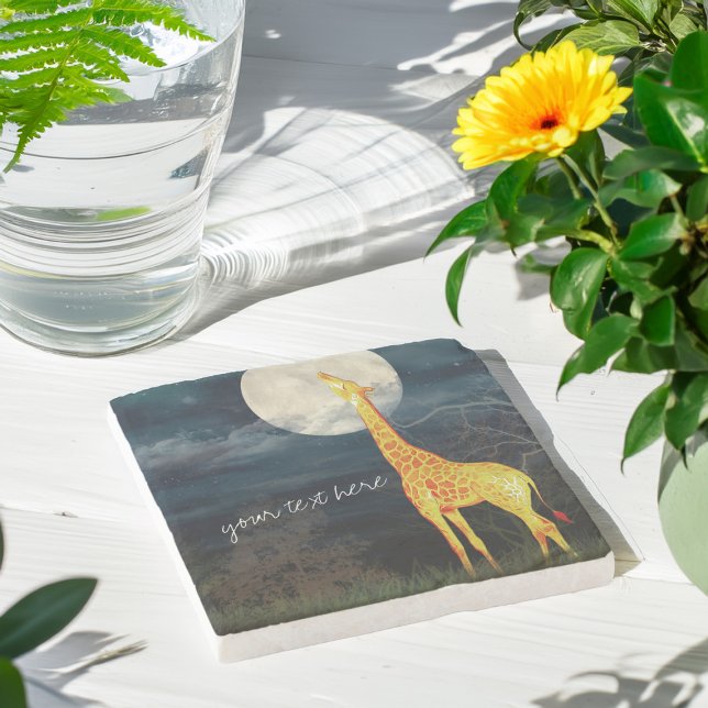 Giraffe und Mond | Custom Stone Drink Untersetzer (Von Creator hochgeladen)