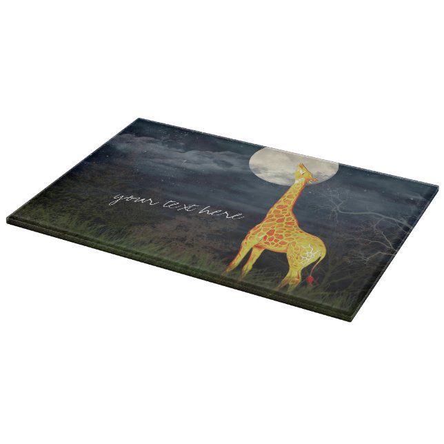 Giraffe und Mond | Decorative Glasschneidplatte Schneidebrett (Ecke)