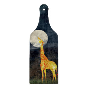 Giraffe und Mond   Maßgeschneidertes Glasschneidbr Schneidebrett