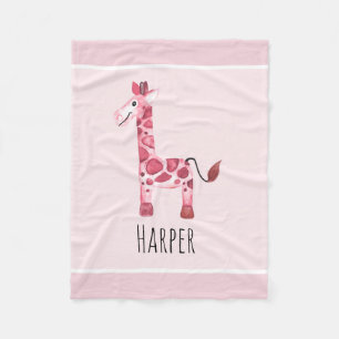 Giraffe und Name der Niedlichen Rosa Safari Fleecedecke