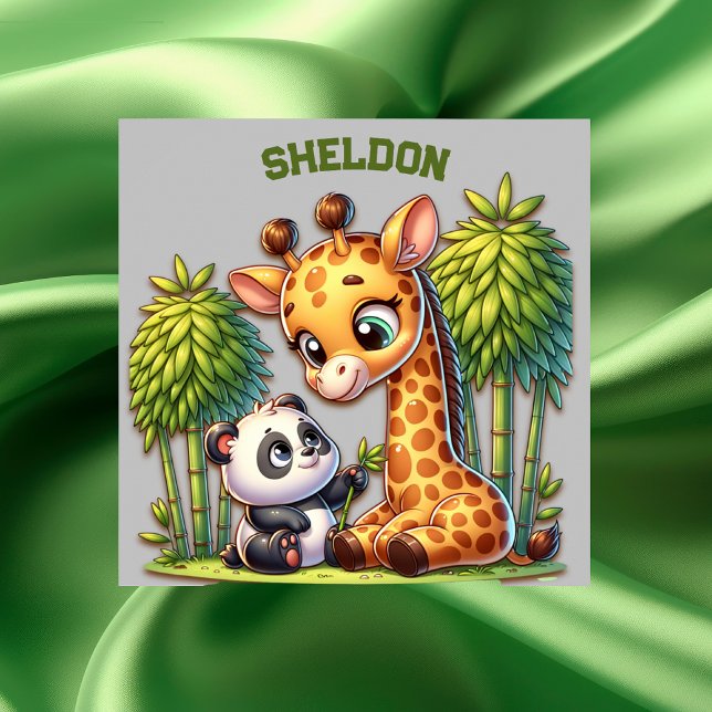 Giraffe und Panda Mit Monogramm Name | Poster (Von Creator hochgeladen)
