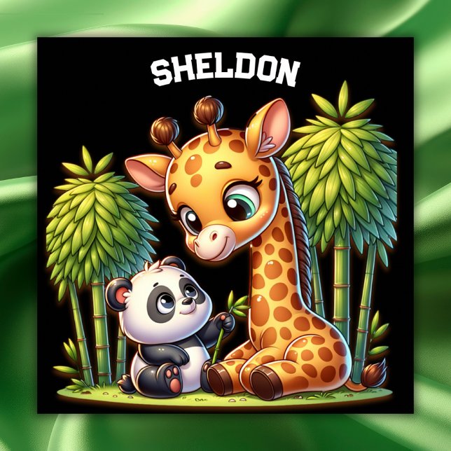 Giraffe und Panda Mit Monogramm Name | Poster (Von Creator hochgeladen)