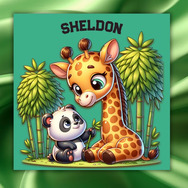 Giraffe und Panda Mit Monogramm Name | Poster (Von Creator hochgeladen)