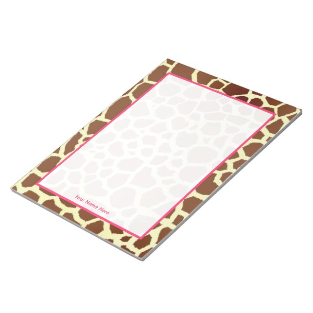 Giraffe und rosa Personalisiertes Notepad Notizblock (angewinkelt)