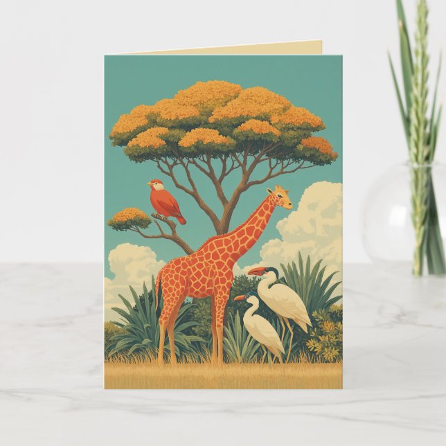 Giraffe und Safari Einladung (Vorderseite)