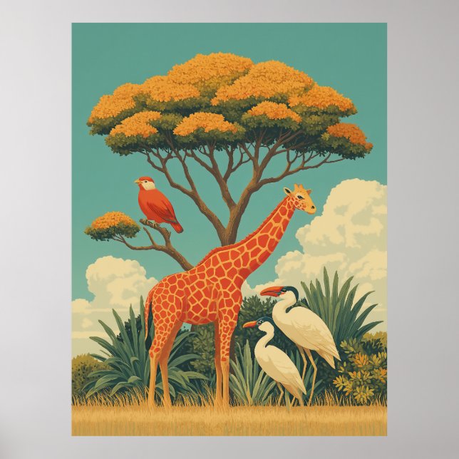 Giraffe und Safari Poster (Vorne)