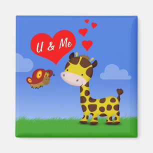 Giraffe und Schmetterling in Liebe Magnet