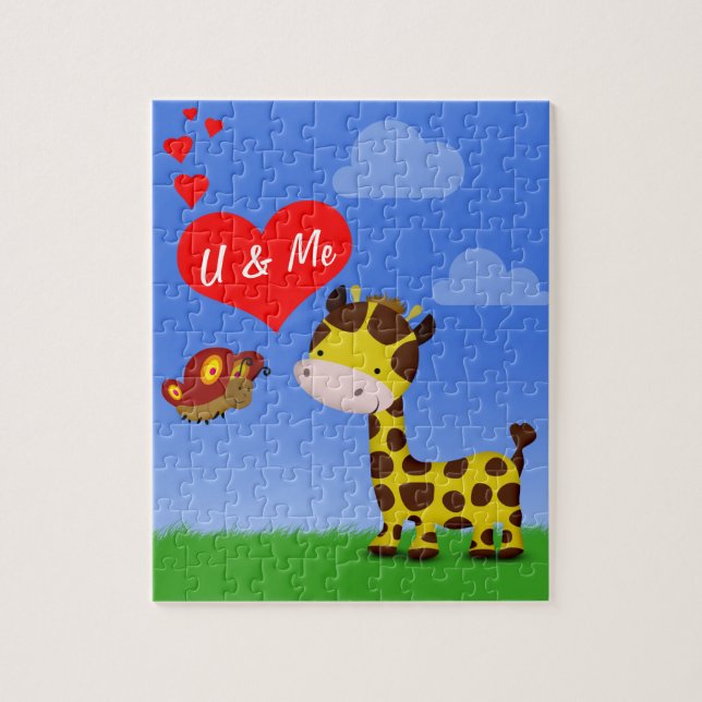 Giraffe und Schmetterling in Liebe Puzzle (Vertikal)