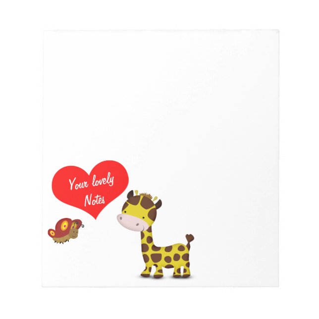 Giraffe und Schmetterling Notizblock (Vorderseite)