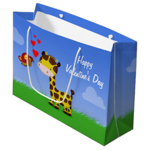 Giraffe und Schmetterling-Valentinstag Große Geschenktüte