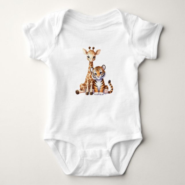 Giraffe und Tiger-Baby-Bodysuit Baby Strampler (Vorderseite)