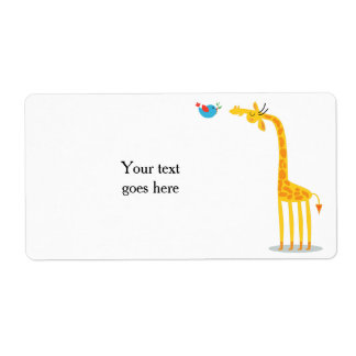 Giraffe und Vogel für niedlichen Cartoon