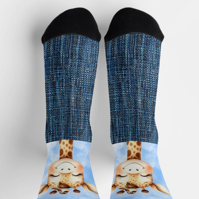 Giraffe und Vogel lächeln Socken (Oben)