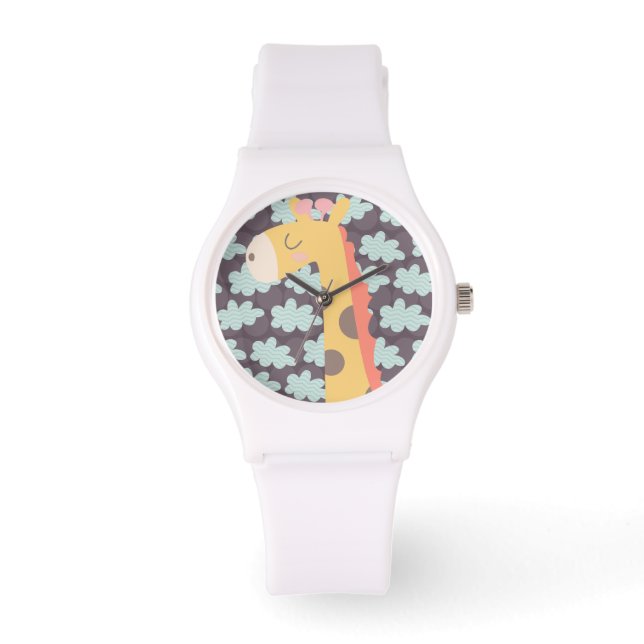 Giraffe und Wolken Armbanduhr (Vorderseite)
