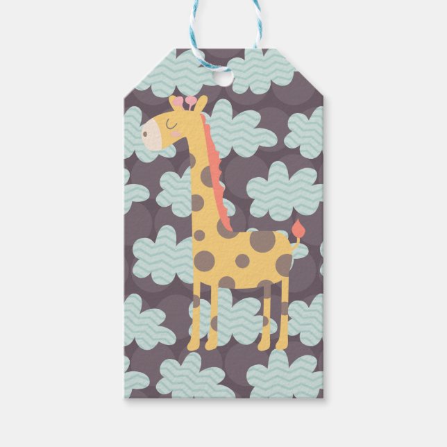 Giraffe und Wolken Geschenkanhänger (Vorderseite)