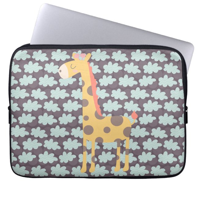 Giraffe und Wolken Laptopschutzhülle (Vorderseite)