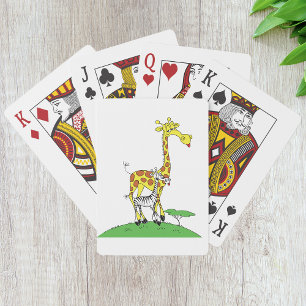 Giraffe und Zebra spielen Karten Spielkarten