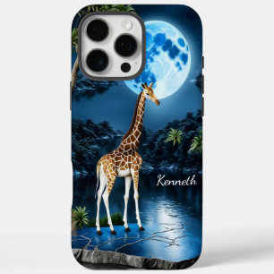 Giraffe unter einem blauen Mond iPhone 16 Pro Max Hülle