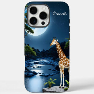 Giraffe unter einem Vollmond iPhone 16 Pro Max Hülle