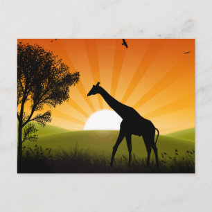 Giraffe unterwegs postkarte