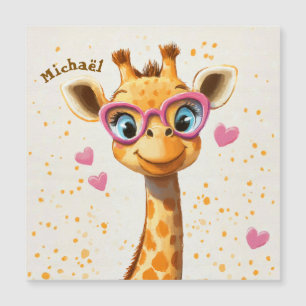 Giraffe Valentinstag Herz Abzeichen Kinder Schule Magnetkarte