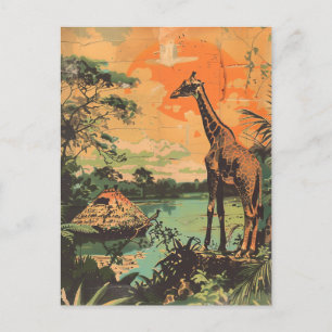 Giraffe Vintag Postkarte